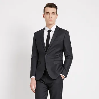 

New Promotion Sale Men Suits For Wedding Notched Lapel Groom Tuxedos Two Piece Mens Slim Fit Groomsmen Suit (jacket+pants)