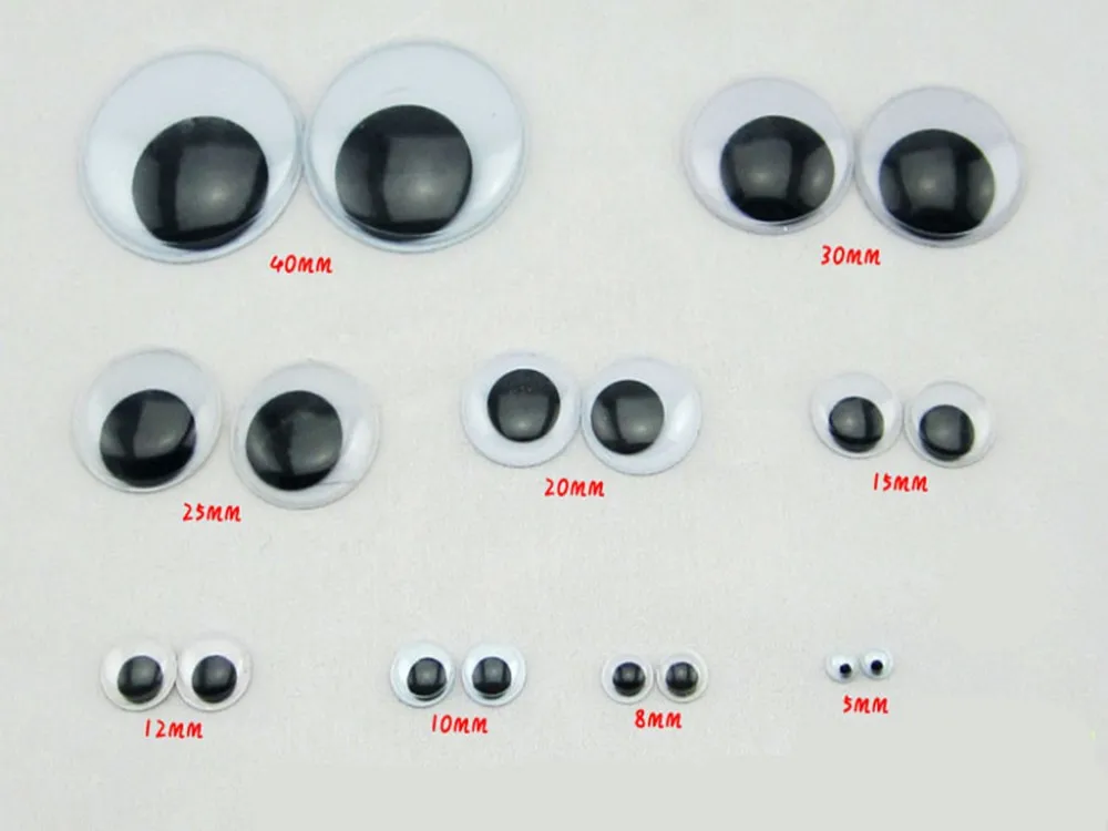 5,8, 10,12, 15,20, 25,30, 40 мм черные Глазные яблоки, пластиковые бегающие глазки, Wiggly eyes, движущиеся кукольные глазки, DIY аксессуары, материал для рукоделия круглый