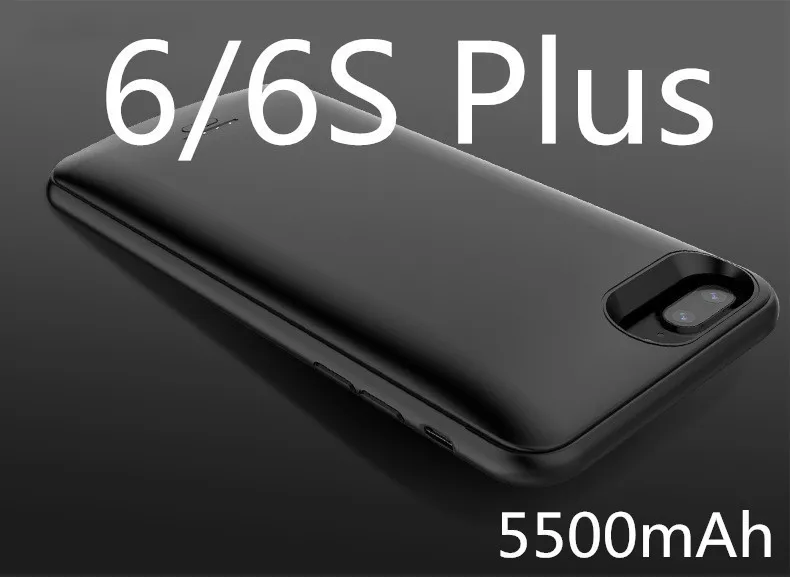 5500 мА/ч чехол для зарядного устройства для iPhone 6, 7, 8, 6s plus, 8 plus, чехол для аккумулятора, внешний аккумулятор, зарядка, капа, ультра тонкий внешний чехол - Цвет: Black 6 6s plus