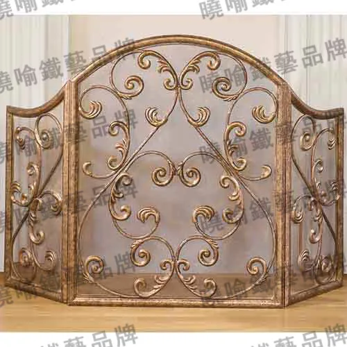 Image wrought iron floor mantel Fire fireplace surround furnace flameproof enclosure Fire screen