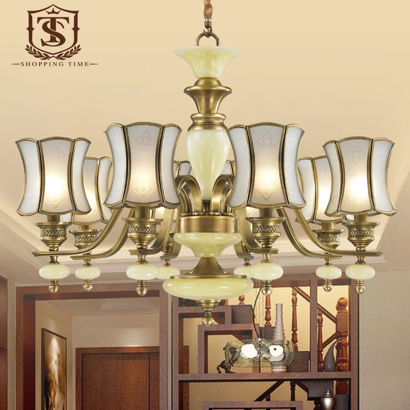 Western European new style Copper & Imitated Marble Stone Chandelier