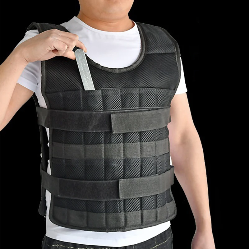 5 kg 20 kg 60 kg di Carico Weighted Vest Guantoni Da Boxe Formazione Esercizio Regolabile Nero Giacca Crossfit Swat Sanda Sparring Peso maglia