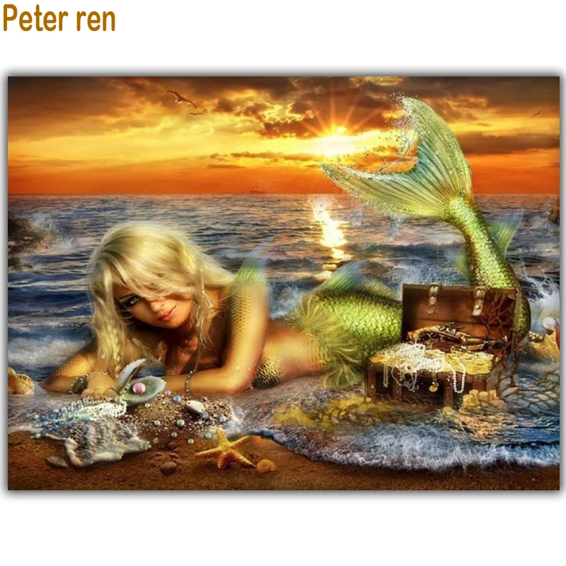 

Diy Diamond embroidery Mermaid Diamond painting Jewelry 5d Square Diamond mosaic icon Floral for embroidery paintings The sea