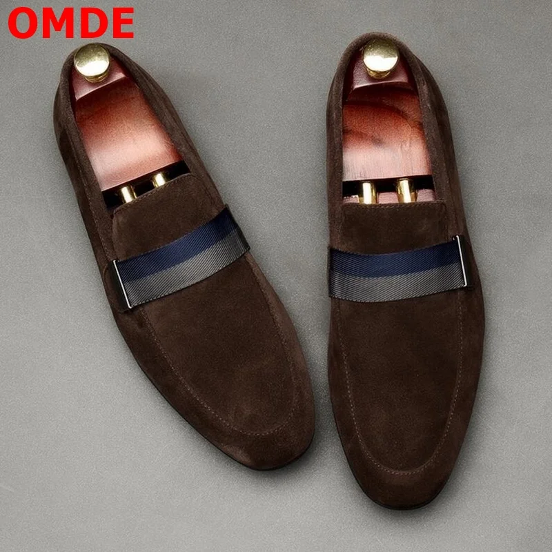 OMDE New Fashion Suede Men Loafers Handmade Slip On Men Shoes Leather Flats Breathable Casual Shoes Men's Smoking Slippers OMDE New Fashion Suede Men Loafers Handmade Slip On Men Shoes Leather Flats Breathable Casual Shoes Men's Smoking Slippers