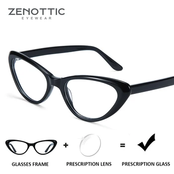 

ZENOTTIC Retro Prescription Glasses Women Acetate Eyewear Frame Vintage Anti Blue Light Progressive Optical Glasses Women BT3022