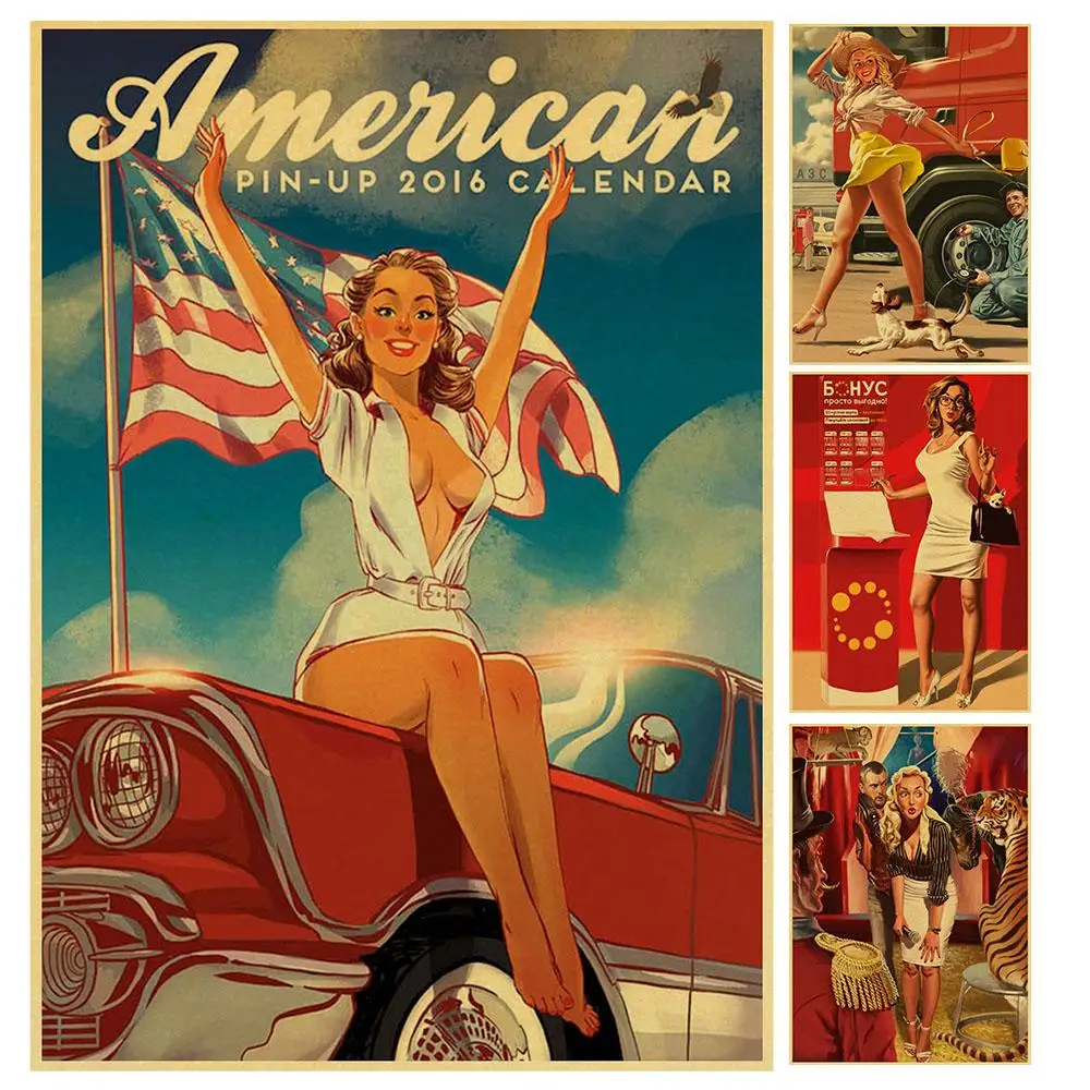 

WOLRD WAR II PIN UP GIRL Retro Poster Vintage poster Wall Decor For Home Bar Cafe Dormitory decoration apartment decoration