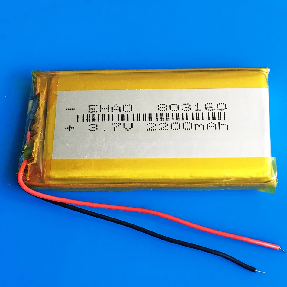 

3.7V 2200mAh lipo polymer lithium rechargeable battery 803160 for GPS navigator DVD power bank Tablet PC PAD PDA