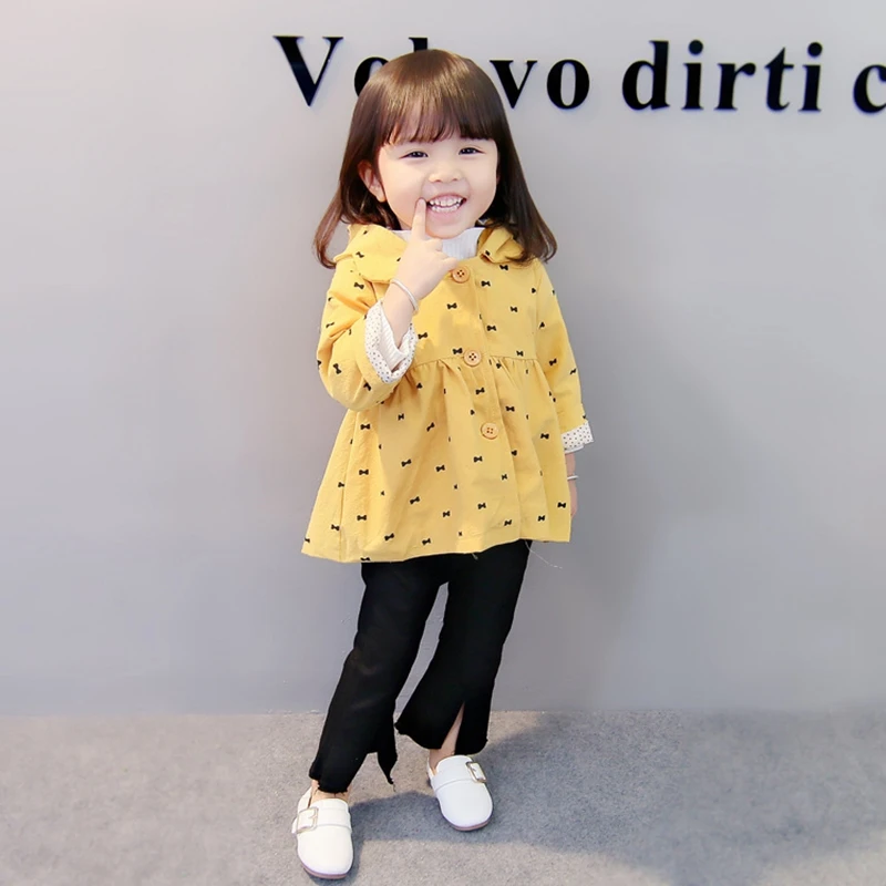 Baby girl Trench Coat In spring and autumn Small bowknot Pure color Outerwear for most fashionable Kids Children (12)