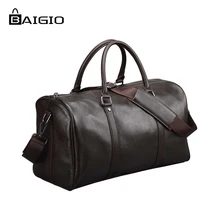 Baigio Hommes 2 couleurs Voyage Sac En Cuir Véritable Grande Capacité Bagages Voyage Sacs Étanche Week-End Duffle Bagages Sac D’ordinateur Portable