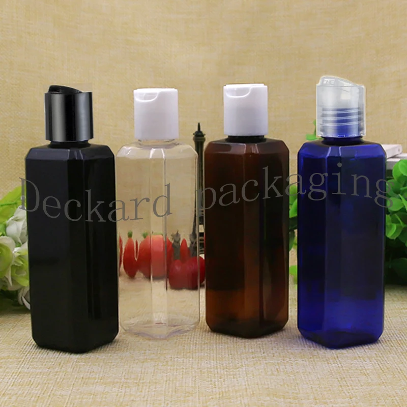 

Clear 100pcs 100ml Container Sample cleaner,shampoo Storage with Chiaki Cover empty Black Packaging plastic Square bottles
