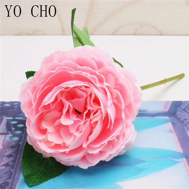 dark pink White peony flower rose silk artificial flower home decoration wedding flowers  (5)