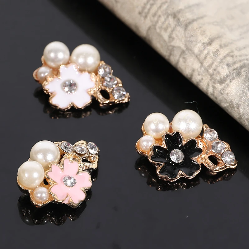 

2016New 100Pcs Flower and Pearl Rhinestones button for wedding embellishment and DIY hair accessoriess ZJ78