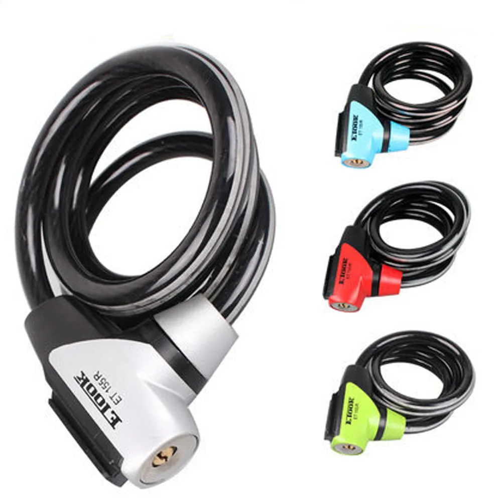 

Steel Etook Lock Bike Steel Lock Reflective Lock Coil Cable Lock 1500mm 2 Keys Strong high visibility night candado bicicleta