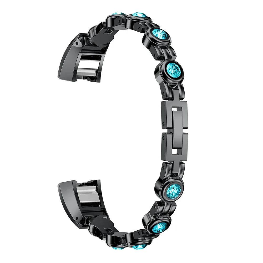 Высококачественные часы из натуральной нержавеющей стали, браслет на запястье, ремешок для Fitbit Alta/HR с цветными бриллиантами, аксессуары для часов