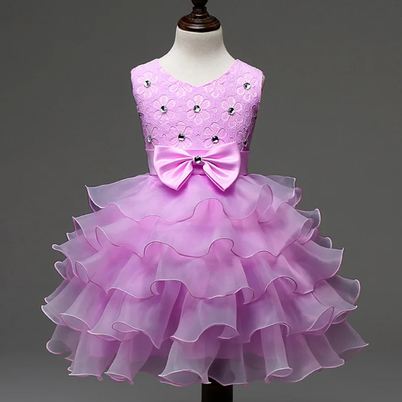 Child Wear Eventing Clothes Short Children Wedding Occasion Birthday Gown for 7 Years Old Party Wear Kids Tutu Cake Dress