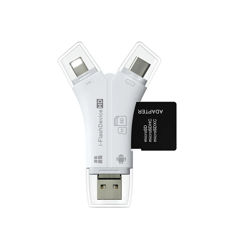 Y Шаблон 4 в 1 Тип-c/Lightning/Micro USB/USB 2,0 картридер SD TF картридер для Android iPad/iPhone 7 plus OTG читатель