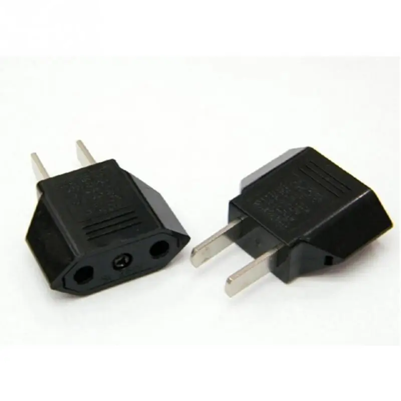 

2PCS Universal US To EU Plug USA To Euro Europe Travel Wall AC Power Charger Outlet Adapter Converter 2 Round Socket Input Pin