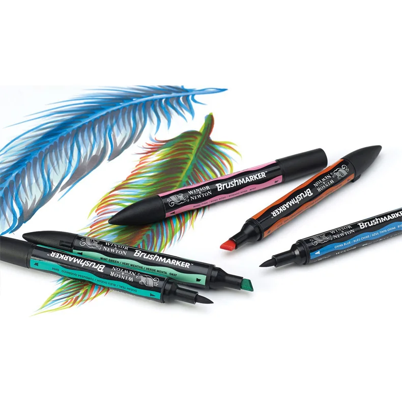 Маркеры Winsor & Newton двусторонние с мягким наконечником на спиртовой основе 6/12