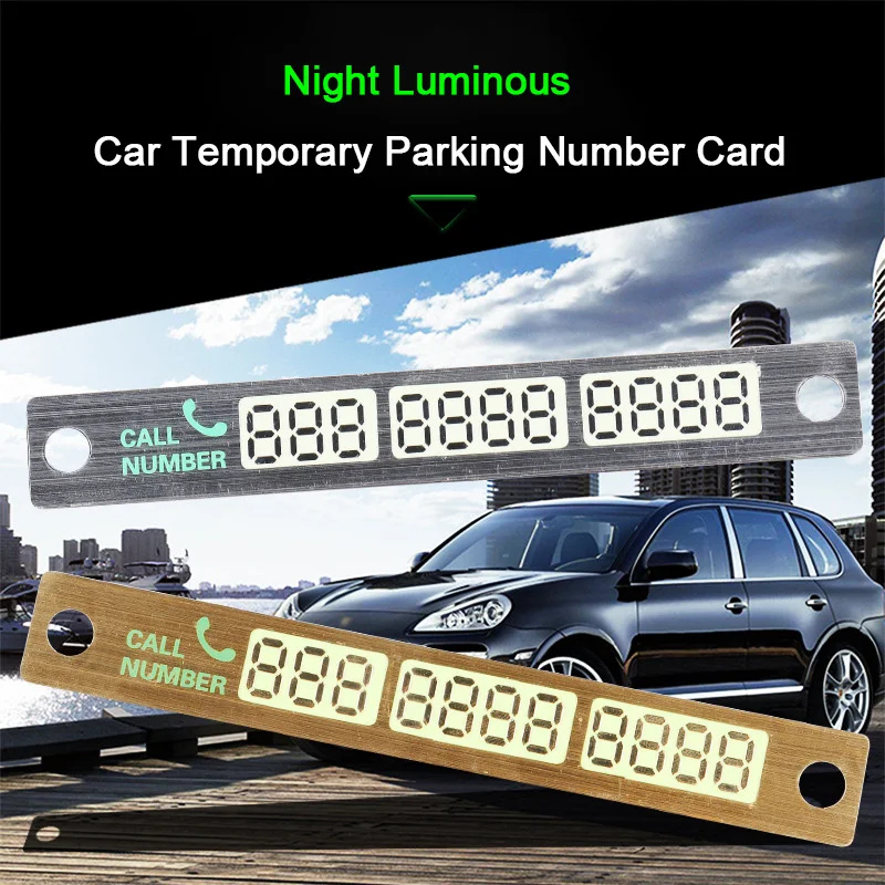 

Car Temporary Parking Number Card Sticker 15x2cm Night Luminous Temporary Car Parking Card Plate Suckers Phone Number Card