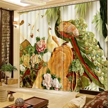 Роскошные 3D оконные шторы для гостиной Свадебные спальни мраморные павлиньи шторы