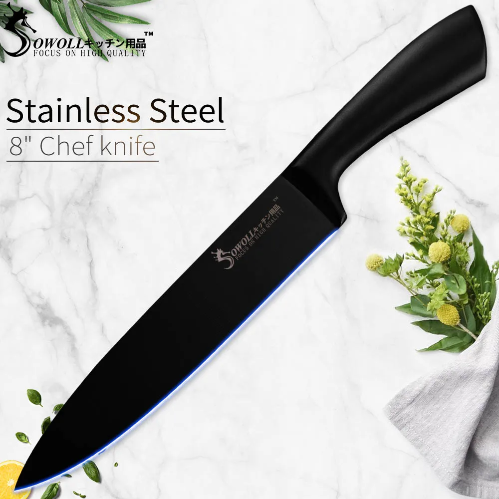 Sowoll шеф-повара кухонный нож 3Cr13Mov набор ножей из нержавеющей стали японский профессиональный поварской нож с антипригарным покрытием кухонные инструменты - Цвет: Package B Chef