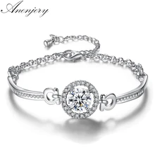 Anenjery роскошный ослепительный CZ Циркон Серебряный цвет браслет для женщин медные браслеты и браслеты pulseira feminina T-B01
