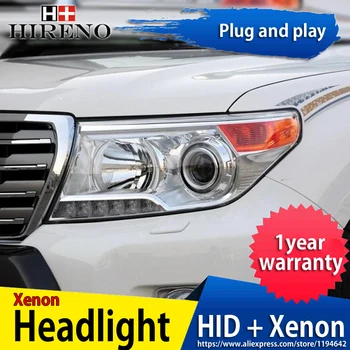 

Hireno Headlamp for 2016 Toyota Land Cruiser LC200 Car Headlight Assembly LED DRL Angel Lens Double Beam HID Xenon 2pcs