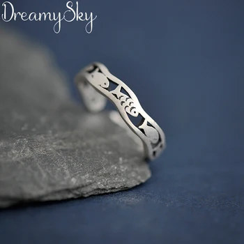 

Bijoux Vintage 925 Sterling Silver Fish Rings For Girl Ladies Adjustable Size Statement Ring Wedding Party Jewelry Anillos