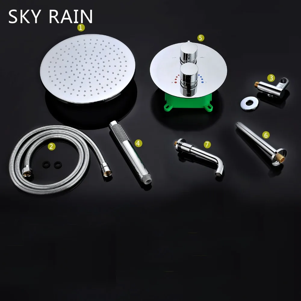 Душевой набор SKY RAIN скрытый светодиодный душ с 10 дюймовой латунной лейкой ручной