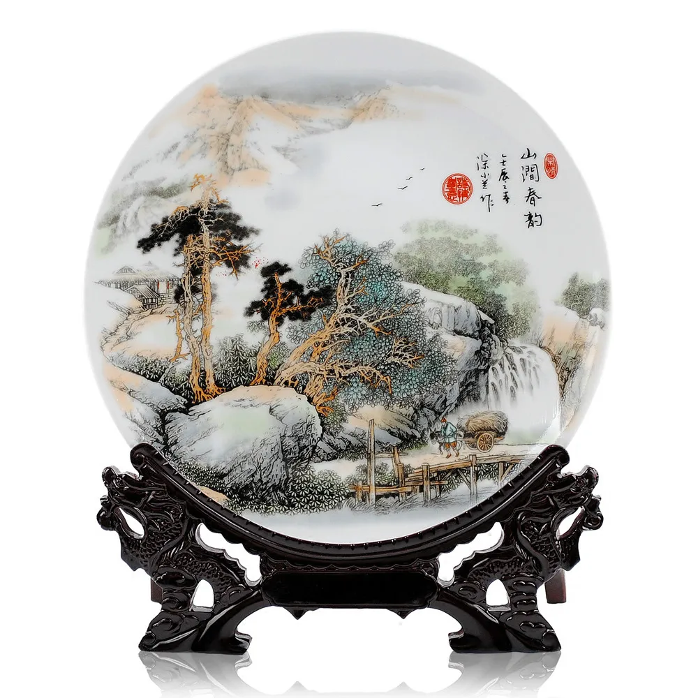 Китайский пейзаж, керамическая декоративная тарелка, декоративная тарелка, подвесная тарелка, набор фарфоровых тарелок, свадебный подарок
