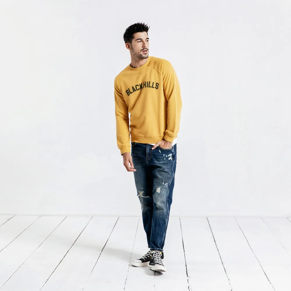 Koop SIMWOOD 2019 herfst Nieuwe Hoodies Mannen 100% Katoen Ripped Detail Vintage Hoge Kwaliteit Sweatshirts Brief Plus Size Hoodie 190083