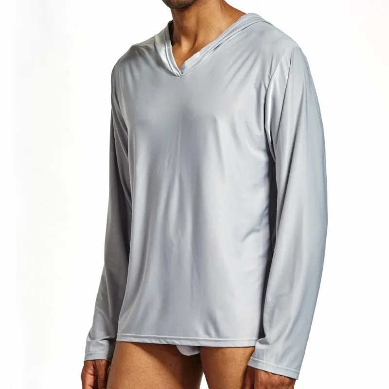 Мужские пижамы, одежда для сна, мужская рубашка для сна, шелковистая, с капюшоном, нижнее белье для мужчин, camiseta hombre ropa gay, ночная рубашка для мужчин, bielizna nocna