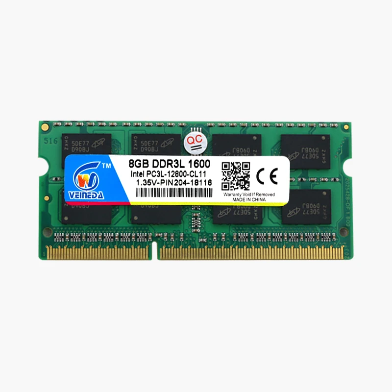 VEINEDA ноутбук оперативная Память DDR3L 4 ГБ 8 ГБ 1600 PC3-12800 204PIN Память DDR3L 1333 PC3-10600 Sodimm Ram Совместимость Intel ddr3 Материнская плата