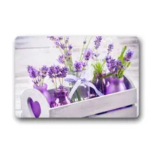 Классный дизайнерский коврик для пола-Горячая Распродажа с фиолетовыми цветками лаванды Арт Ваза сердце коврик-23,"(L) x15.7"(W), 3/16"