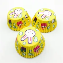 100 шт желтый кролик бумажный торт чашка кекс Лайнер выпечки бумажная формочка для выпечки форма для выпечки инструменты для украшения