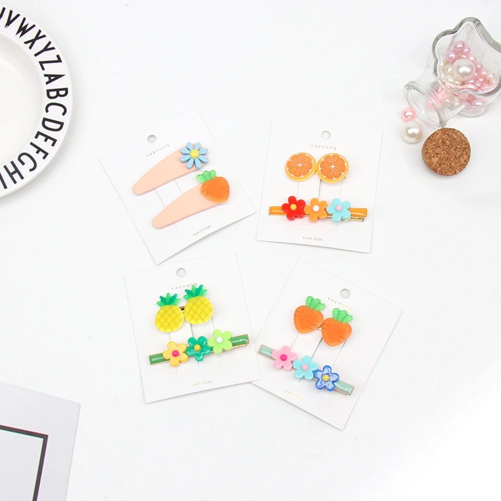 

Oaoleer Hair Accessories 2Pcs/Set Girls Cute Colorful Acrylic Flower Alloy Hairpins Sweet Headband Hair Clips New INS Barrettes
