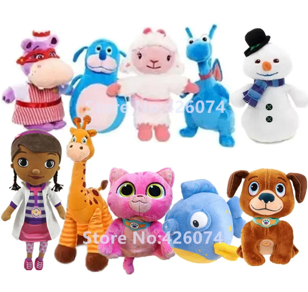 Doc McStuffins Lambie Boppy Gabby Stuffy Hallie Whispers Chilly Findo пищалки мягкие животные детские плюшевые игрушки детские подарки