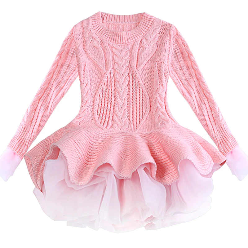 Bibihou Girl Winter Dress 2017 Fashion Spring Autumn Princess Girl Long Sleeve Sweater TuTu Dress Kid Christmas Dresses For Girl