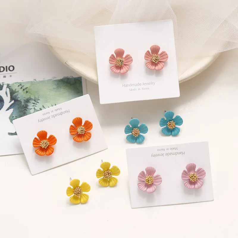 

Korean Cute Cartoon Acrylic Flower Petal Fresh Woman Girls Stud Earrings Fashion Jewelry Holiday-KQQE