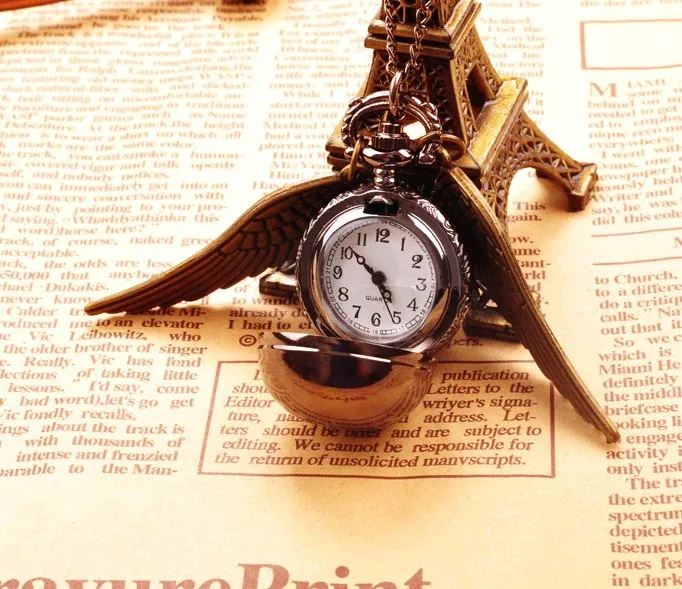 Винтажный черный стимпанк Гарри Поттер Золотой снитч шар карманные часы ожерелье дети кулон цепь хорошее качество