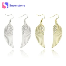 Новое поступление Новые горячие модные женские Девушки Ювелирные изделия стразы серьги в виде крыльев Ангела Прямая поставка и