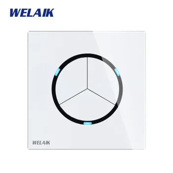 

WELAIK UK standard-Crystal Glass-Panel Push-Button-Switch Wall-Light-Switch AC110-250V 3Gang-1Way B1731W