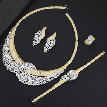 

Charm Luxury Cubic Zirconia Romantic Bridal Women Wedding Necklace Earrings Bracelet Ring Jewelry Sets Anniversary party Gift