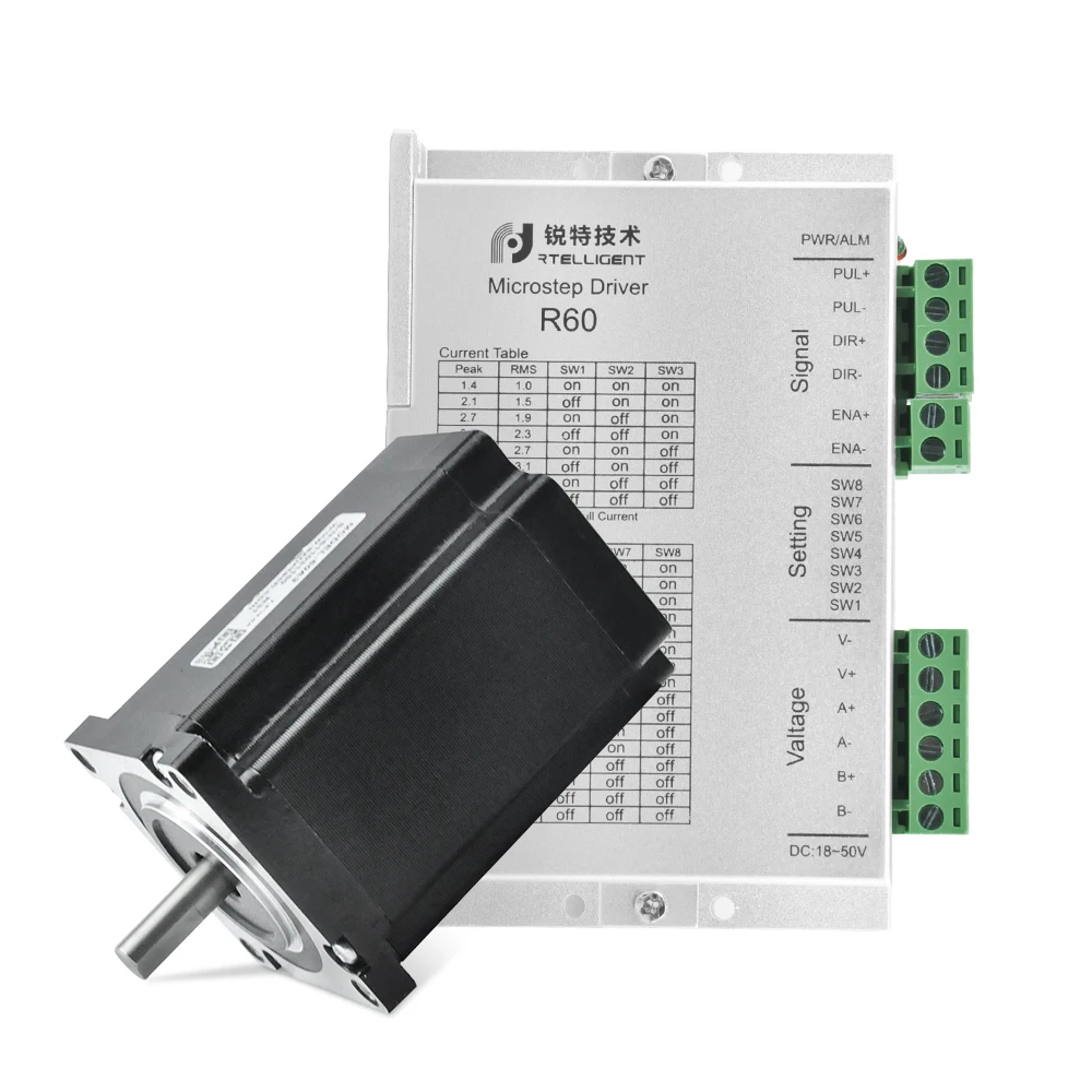 Rtelligent 60x60 мм Nema 24 шаговый двигатель 3N. M 5A с 24-50 в DC 5.6A Nema 23 24 шаговый двигатель драйвер контроллер ЧПУ комплект