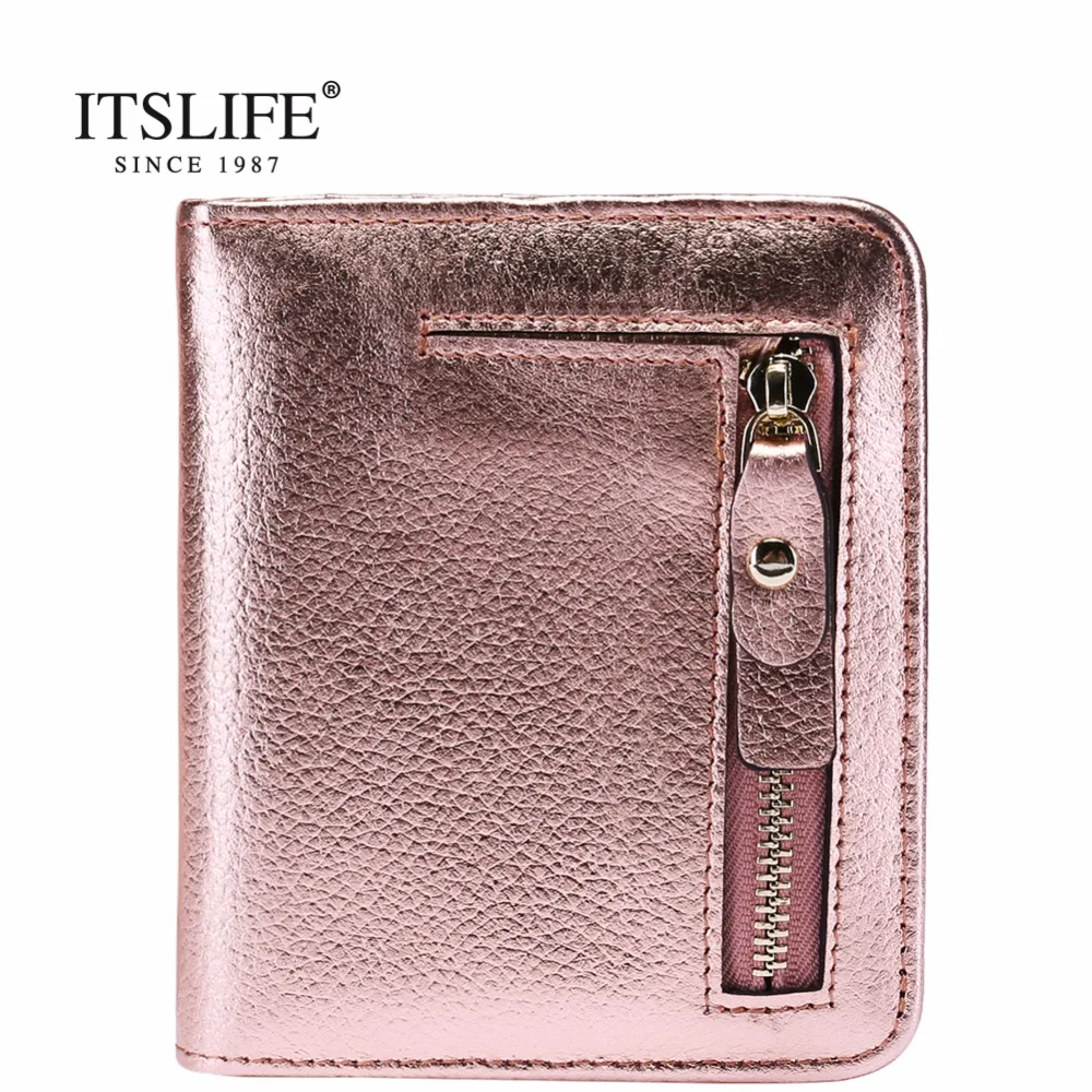 Tanie New arrival kobiety prawdziwy skórzany kwiat wzór mały portfel krótki kompaktowy bi fold z portmonetka na monety na zamek skórzany mini torebka