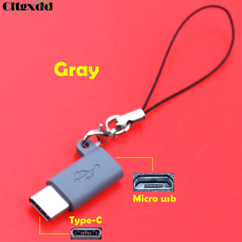 Cltgxdd Micro USB Женский Тип C Мужской кабель адаптер Зарядка Синхронизация данных Поддержка OTG USB конвертер для samsung Xiaomi huawei - Цвет: gray