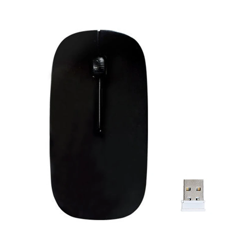 Портативная мини оптическая беспроводная мышь 2,4 ГГц с usb-приемником тонкая мышь для ноутбука ПК настольный компьютер для Macbook Mac - Цвет: Черный