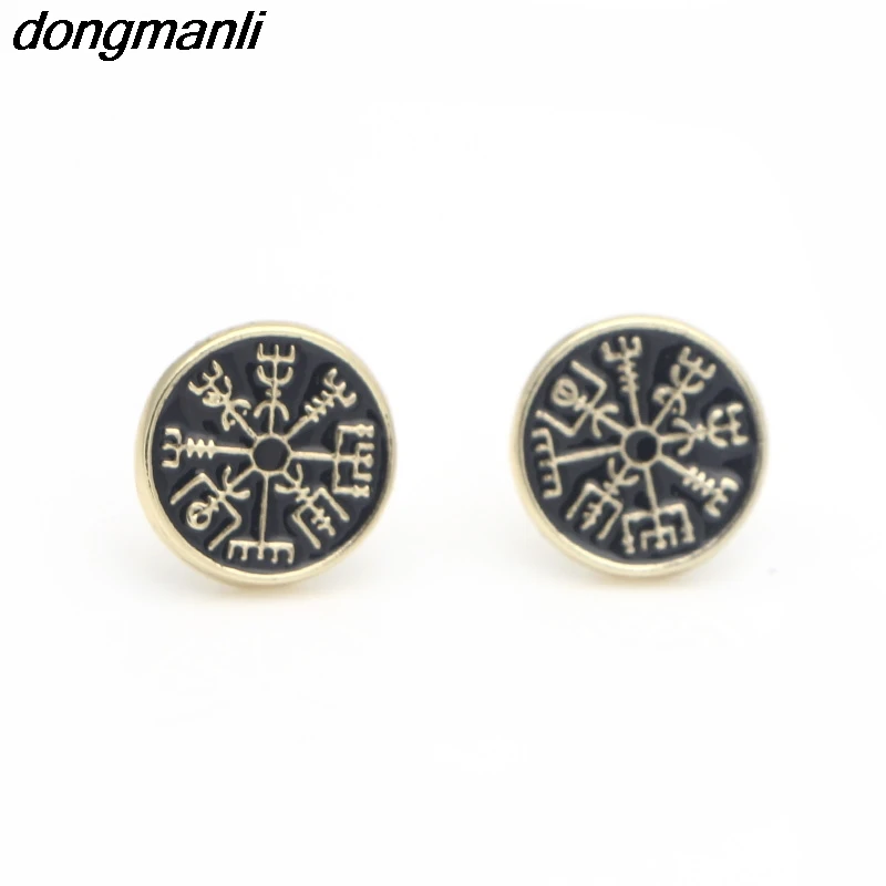 P1354 Dongmanli модные Дневники вампира руны Aegishjalmur Vegvisir серьги гвоздики для женщин символ Одина амулет, серьги