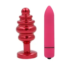 YEMA 3PCS/Set Colored Metal Bullet Thread Anal Butt Plug Prostate&10 Modes Mini Vibrator Sex Toys for Women Vagina Clitoris