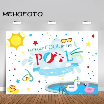 

MEHOFOTO Pool Party Backdrop Birthday Theme Photography Background Photo Booth Swimming Ring Lifebuoy Parties Decoration